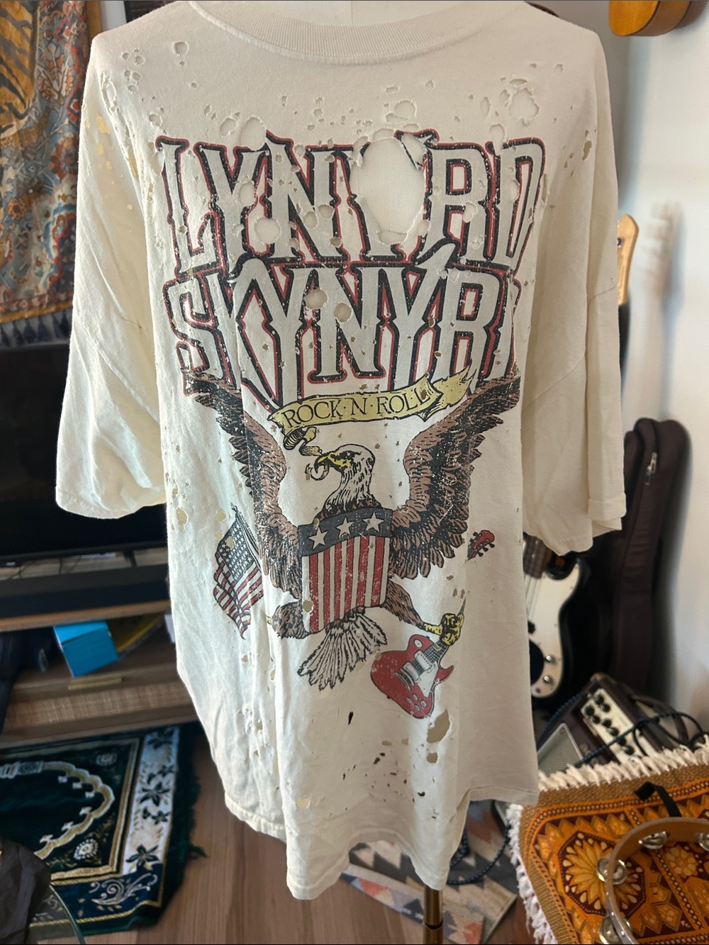 Urban Outfitters Distressed Front Lynyrd Skynyrd Rock 'N' Roll Graphic Tee